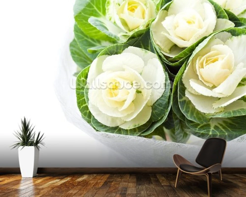 Пользовательские обои Капустные цветы ретро фрески для гостиной спальни диван