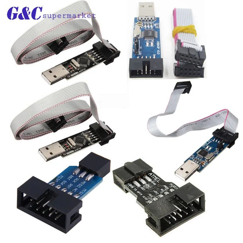 USBASP + 10PIN для 6PIN адаптер Новый USBISP AVR программист USB ATMEGA8 ATMEGA128 | Электронные
