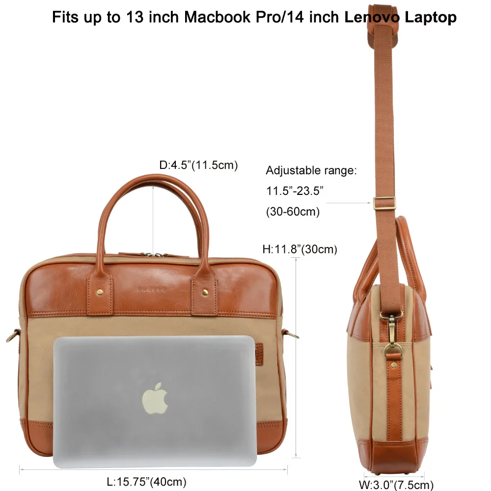 Banuce мужские Кожаные Холст Сумка Для Ноутбука Case Повседневная Бизнес Портфель для