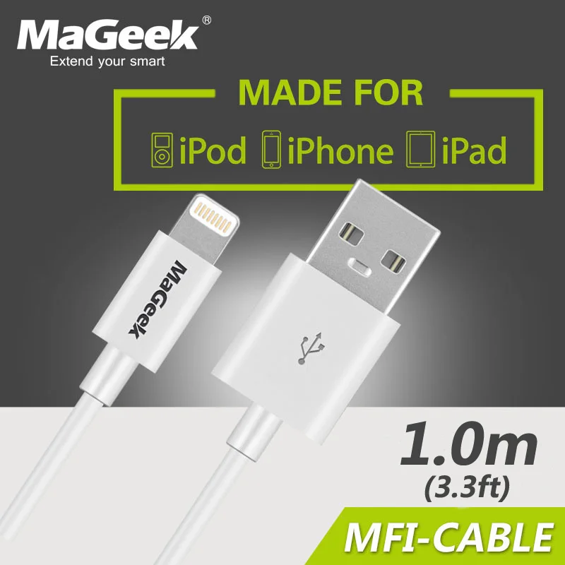 MaGeek 1 0 м/фута фотокабели MFi Lightning к USB-кабелю для iPhone 6 6s Φ iPad 4 mini Air 2 iOS 8 9 10 | Мобильные