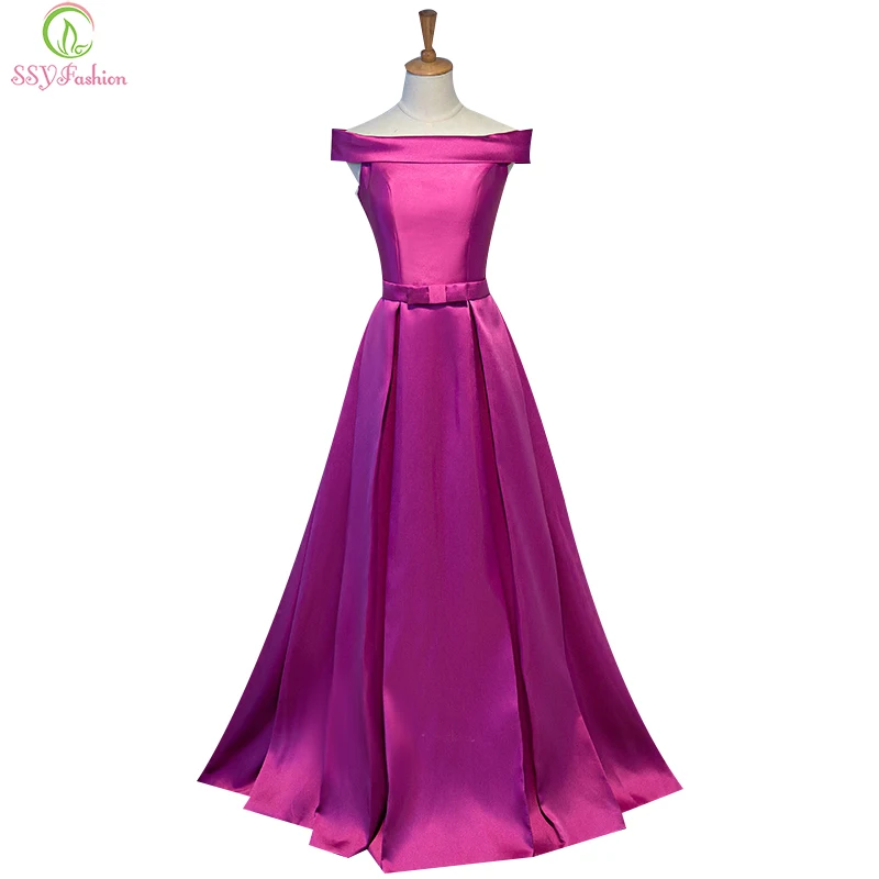 Женское вечернее платье SSYFashion простое длинное банкетное с открытыми плечами в