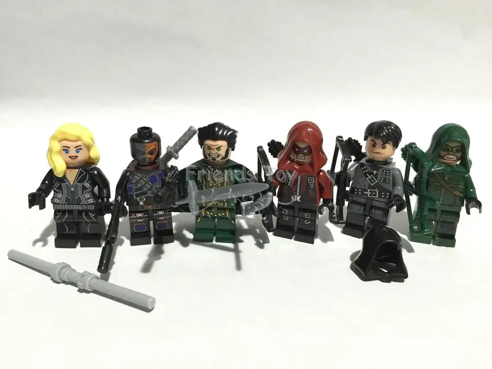 6 шт. зеленая Красная стрела Merlyn Deathstroke Ra's Al Ghul фигура совместима с блок лего