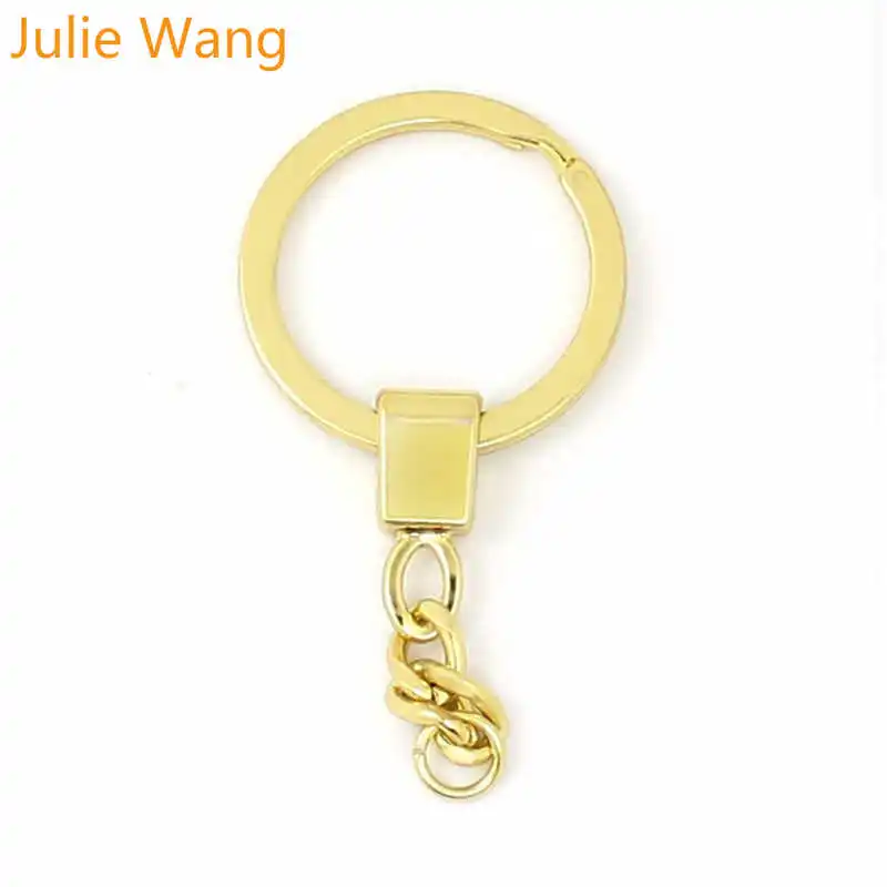 10 шт. медный брелок Julie Wang раздельное кольцо с короткими брелоки цепочки ручной