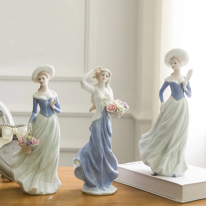 

ceramic rural girls lady figurines home decor crafts room decoration kawaii ornament porcelain figurines vintage garden statue