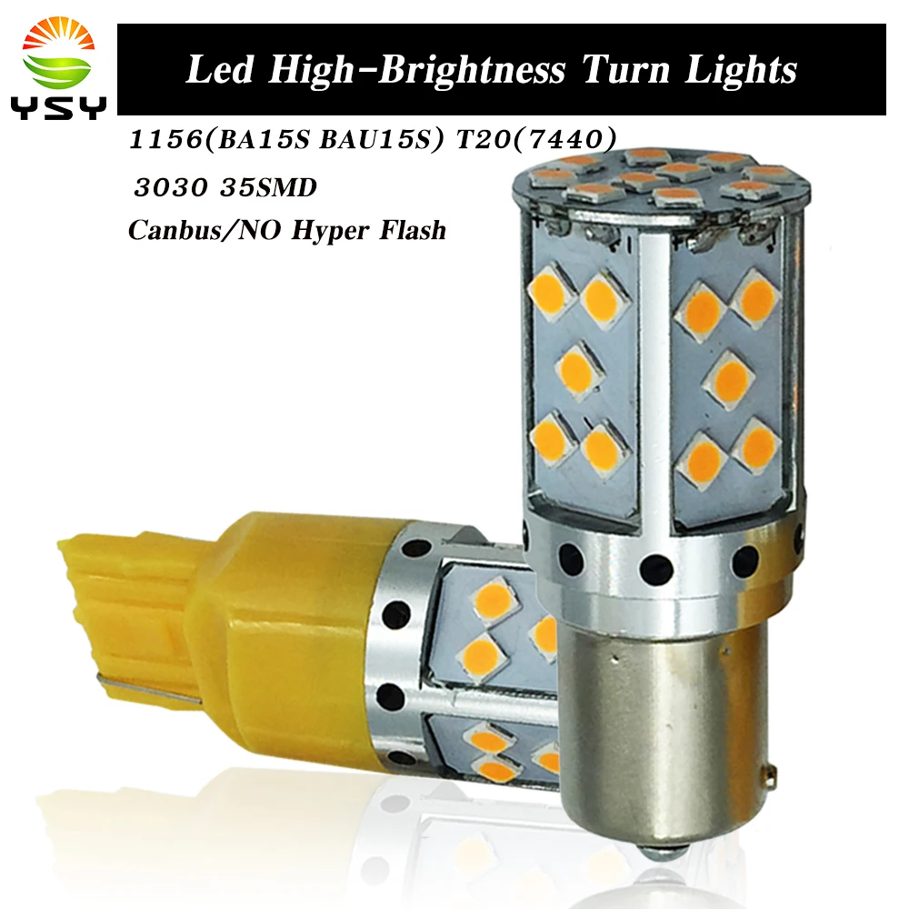YSY 4 шт 1156 P21W BA15S PY21W BAU15S T20 7440 3030 35 SMD ошибок LED Canbus поворота огни 12 В постоянного тока