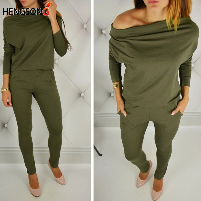 Женский спортивный костюм с открытыми плечами комбинезоны длинным рукавом