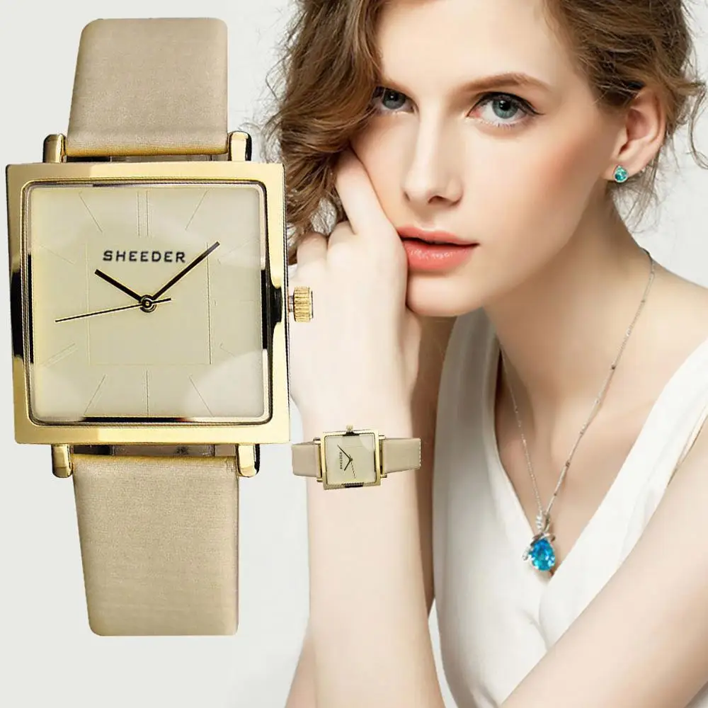 

Top Brand Square Bracelet Watch Simple Printed Strap No Digital Square Dial Dress Ladies Quartz Crystal Watch Clock Dropshipping