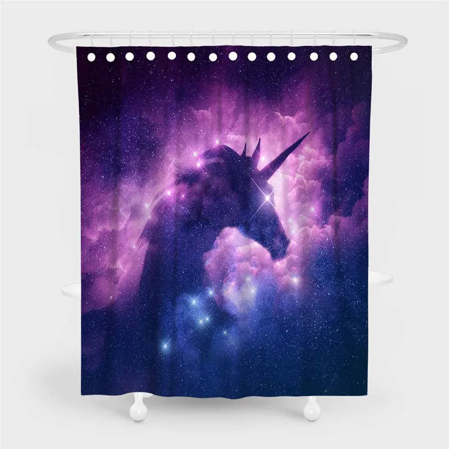 3D Beach Unicorn Shower Curtain Bathroom Waterproof Polyester Printing Curtains for Bathroom Shower