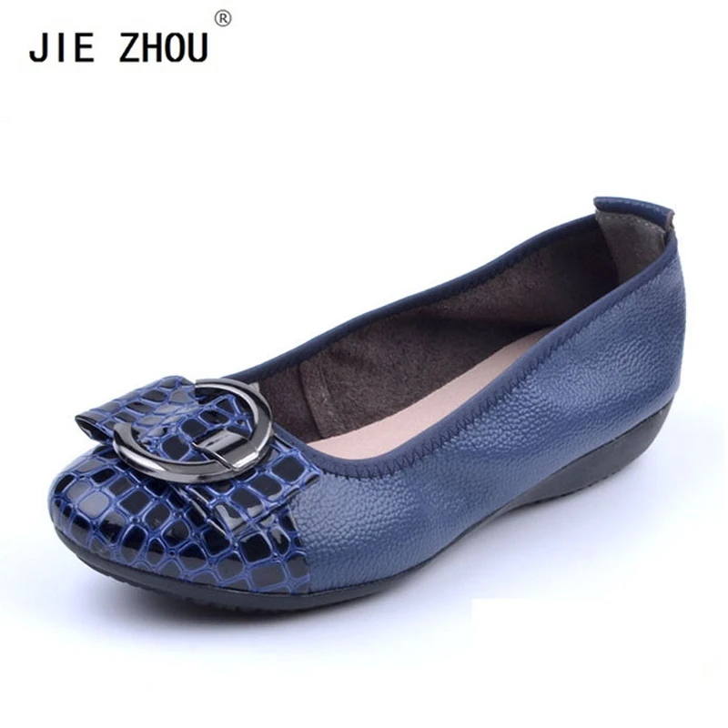 Туфли женские кожаные на плоской подошве балетки без застежки удобная обувь для