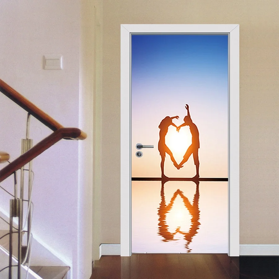 Стикер на морскую дверь в виде сердца DIY настенная водонепроницаемая ПВХ обои