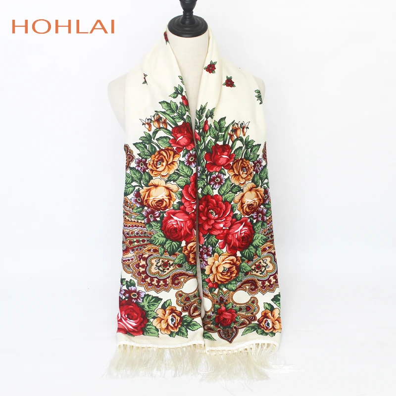 Новинка 2019 Модный классический теплый длинный шарф с цветочным принтом русская