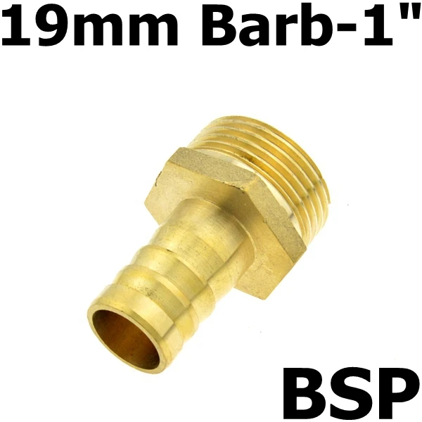 19mm Barb-08 Латунный шланг фитинг 10 мм 12 мм 14 мм 16 мм 19 мм 32 мм хвостовик до 1 дюймов BSP Мужской резьбовой соединитель Соединительный медный переходник - Цвет: 19mm Barb-08