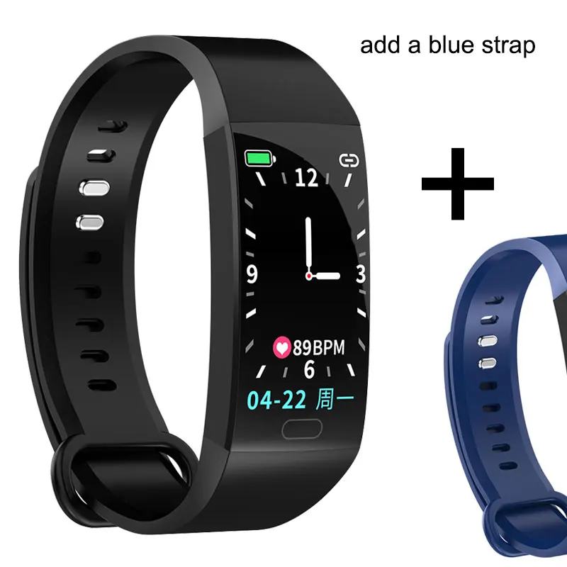 Add blue strap Умный браслет для мужчин и женщин измерения артериального давления для мужчин t влагостойкие умные часы с ремешком пульсометр фитнес-трекер Смарт-часы - Цвет: Add blue strap