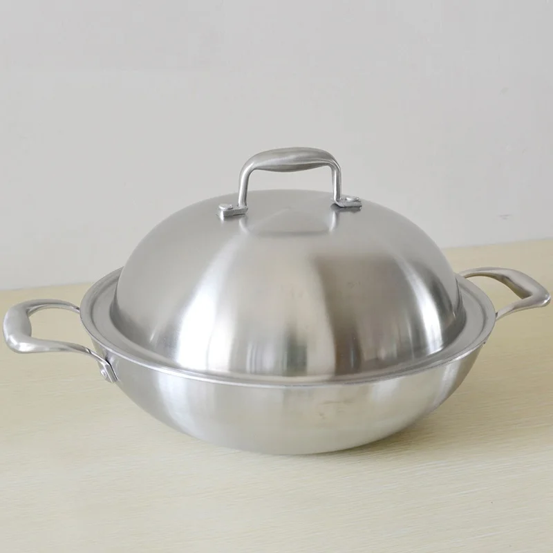 5ply Материал Кухня вок Нержавеющая сталь соединение 32/36 см 304 # Inox большой ВОК без