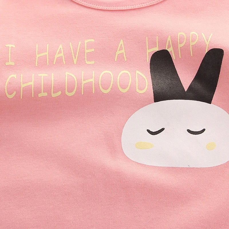 Fashionable Cartoon Cotton Children Pajamas Set for Girls Baby New Year Rabbit Letter Printed Cute Warm Sleepwear Kids 2t to 14 | Детская