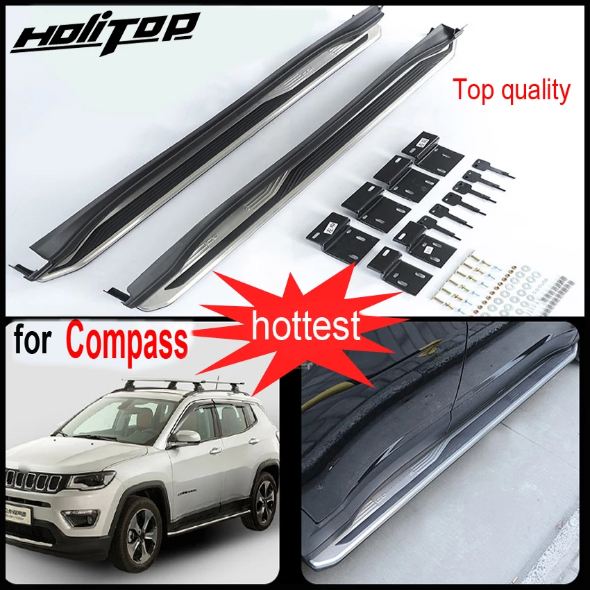Боковая сторона шаг nerf бар Беговая доска для Jeep Compass-, алюминиевый сплав+ ABS, Азиатский. Горячая в Китае