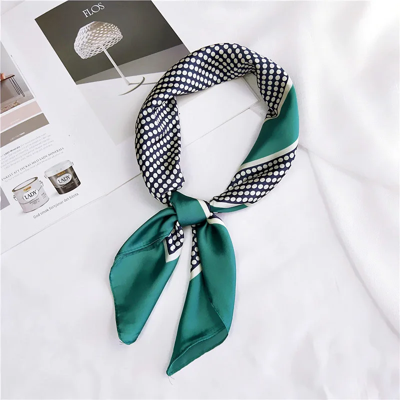 70*70cm Striped Dot Letter Print Square Scarves Hijab Luxury Brand Women Twill Silk Scarf Fashion Headband Bandana |