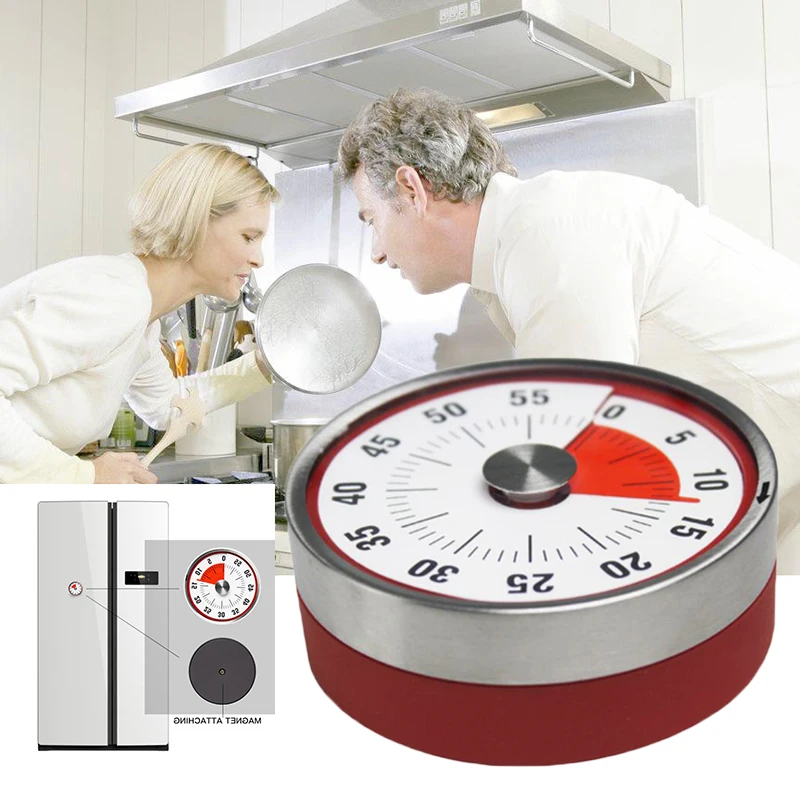 Kitchen Countdown Timer Alarm Mechanical 60 Minute Clock Stainless Steel | Дом и сад