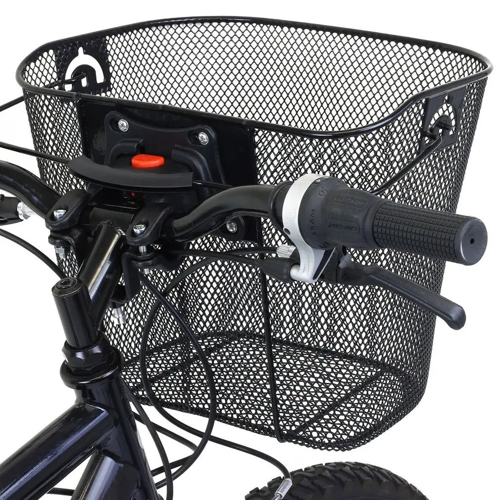 Велосипедная металлическая сетчатая корзина MTB, корзина для горного велосипеда, быстросъемная ручка, велосипедная передняя складная корзина