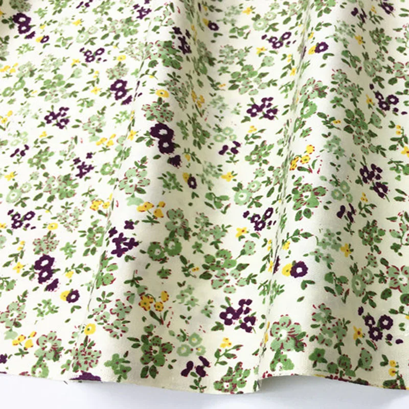 Свежая розовая и зеленая хлопковая ткань с цветочным принтом 50x160 см постельное