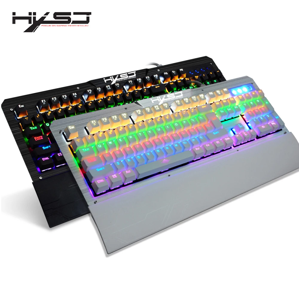 Hxsj 2600 USB Проводная 104 клавиш гуманозация механическая клавиатура синяя ось с