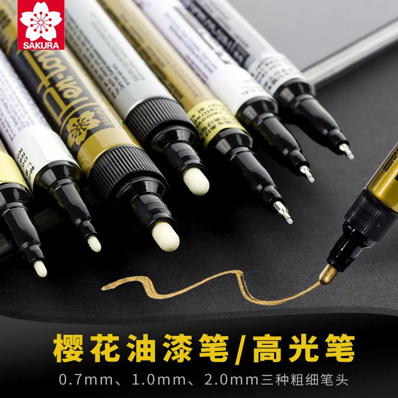 

1 PC SAKURA 0.7/1/2mm Paint Marker Pen White Board Oily Colorful Metal Signature Gold Graffiti Stationery for CD Glass Gifts