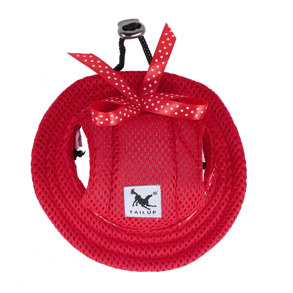 Red Hat Летняя кепка для собак, Кепка с козырьком для маленьких собак, кепка для питомцев, щенков, солнцезащитная Кепка с отверстиями для ушей, уличная Кепка для питомцев, чихуахуа, Йоркшира - Цвет: Red Hat