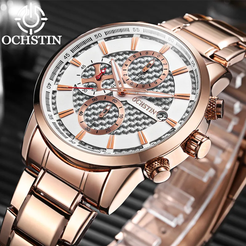 

OCHSTIN Mens Watches Top Brand Quartz Watch Men Casual Stainless Steel Military Waterproof Sport Wrist Watch Relogio Masculino