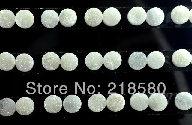 

H-DCB35 25pcs White Quartz Round Drusy Druzy Cabochon Beads 8mm 10mm 12mm 14mm
