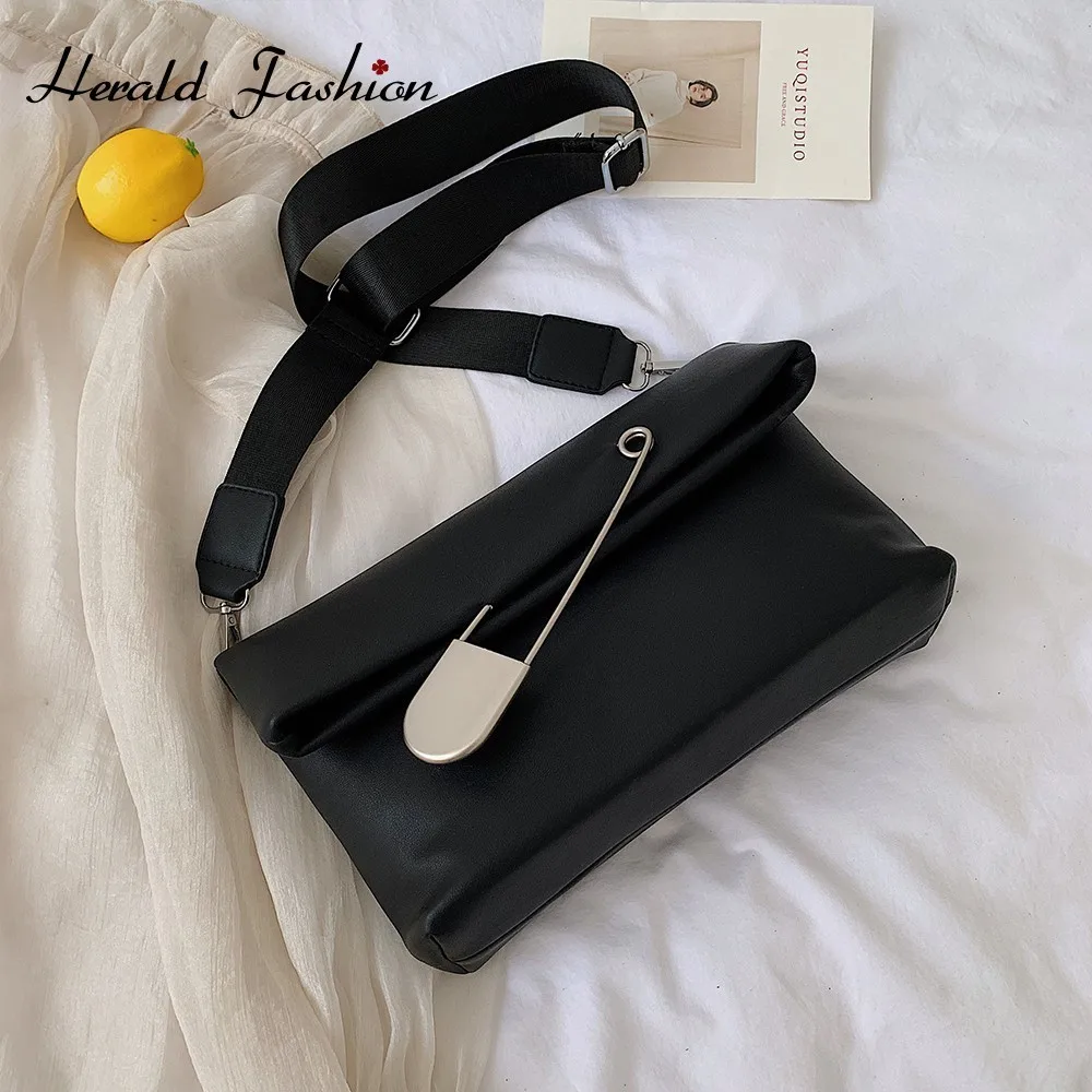 Herald Fashion качественная кожаная широкая сумка на ремне Женская мессенджер