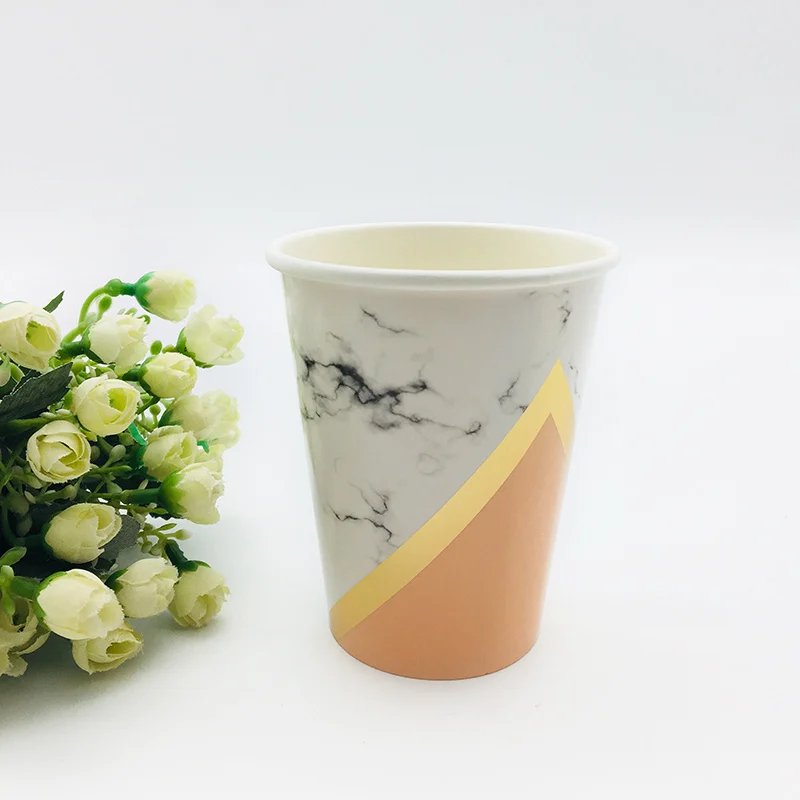 Pink Marble 16 шт./партия, фольги, золотые, темно-синие бумажные чашки, вечерние, украшения, питьевые чашки для детей, день рождения, детский душ товары для пасхи - Цвет: Pink Marble