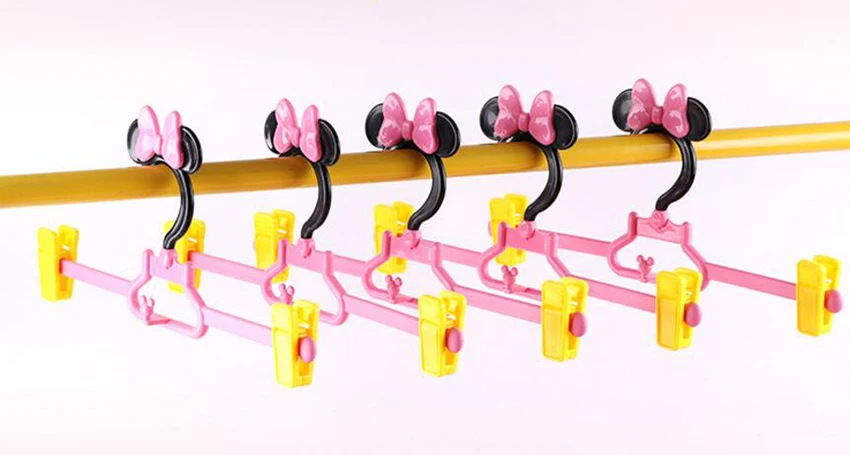 Cute Cartoon Plastic Pants Skirt Hanger Space Saving Can be Combine Dress Mickey &amp Minnie Style (15 Pieces/ Lot) | Дом и сад