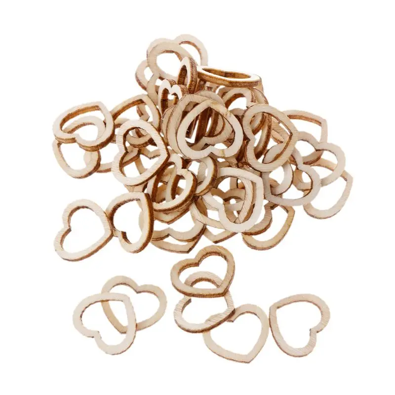 

50pcs Hollow Wooden Heart Love Rustic Decoration Wedding Table Confetti Slices Rustic Embellishments