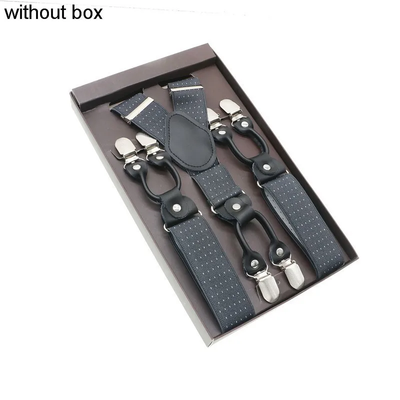 40 Black Real Leather 6 Clips Suspenders Braces Vintage Casual Suspensorio Tirante Trousers Strap Bretele Dad/Husband's Gift - Цвет: 40