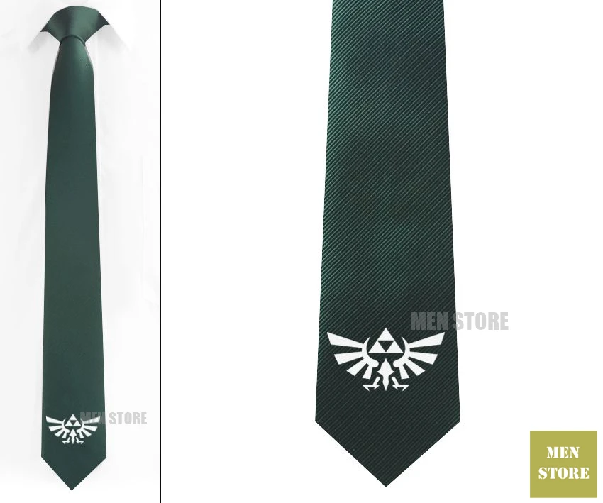 Dark Green tie-White Zelda Force Symbol Мужской Жаккардовый тонкий узкий галстук 2," 6 см галстук свадебный галстук для жениха запонки LK061M - Цвет: Dark Green tie-White