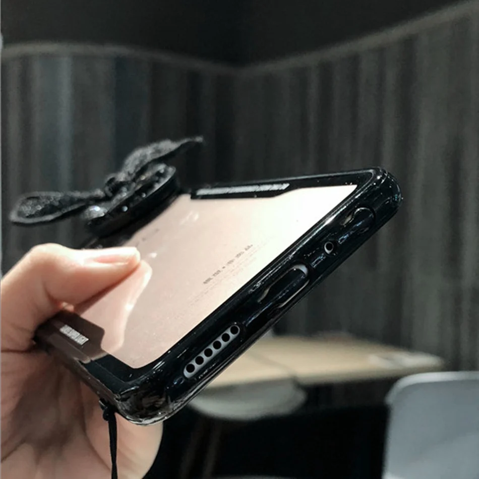 Роскошный Блеск Алмазный Обложка для huawei Honor 8X 10 Lite 7C Y9 2018 случай кружева бант в