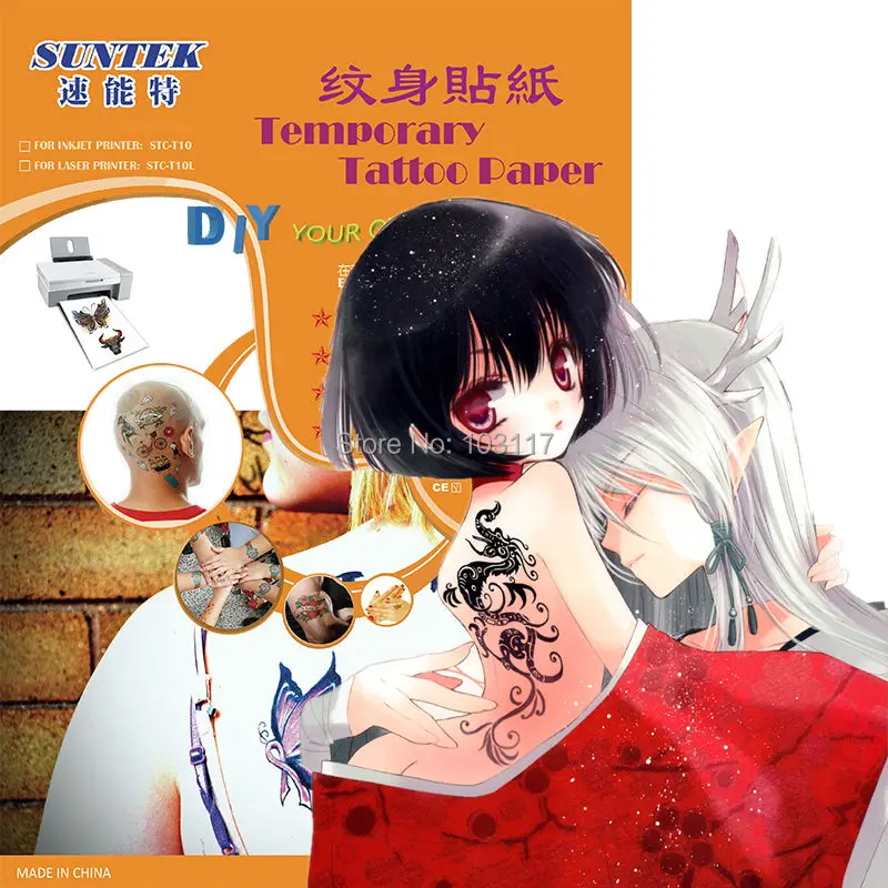 Временная водостойкая татуировка стикер для струйных/лазерных принтеров