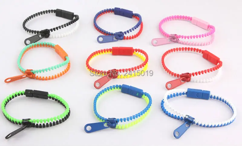 Новые двухцветные браслеты 50x на молнии для девочек и мальчиков пластиковые