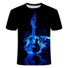 2019 синяя футболка с 3D принтом пламени, Мужская футболка с принтом рок-гитары, летняя футболка с надписью Happy Best Music Festival, топ, футболка, Размер 6XL