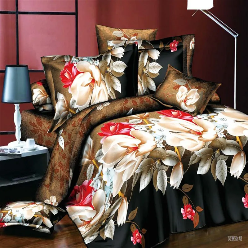 Европейский стиль роскошный Романтика 3 D яркий цветок узор пододеяльник