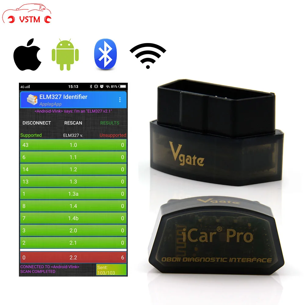 Vgate iCar Pro Bluetooth 4 0/WIFI OBD2 сканер для Android/IOS автомобильный диагностический инструмент