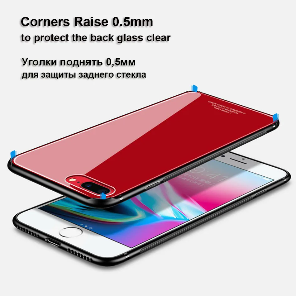 Connics 7 Plus Роскошный чехол для iphone 8 плюс Мода Закаленное Стекло Телефон задняя