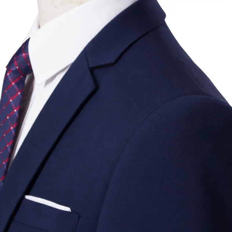 Мужской деловой костюм повседневный однобортный черного и синего цвета большие