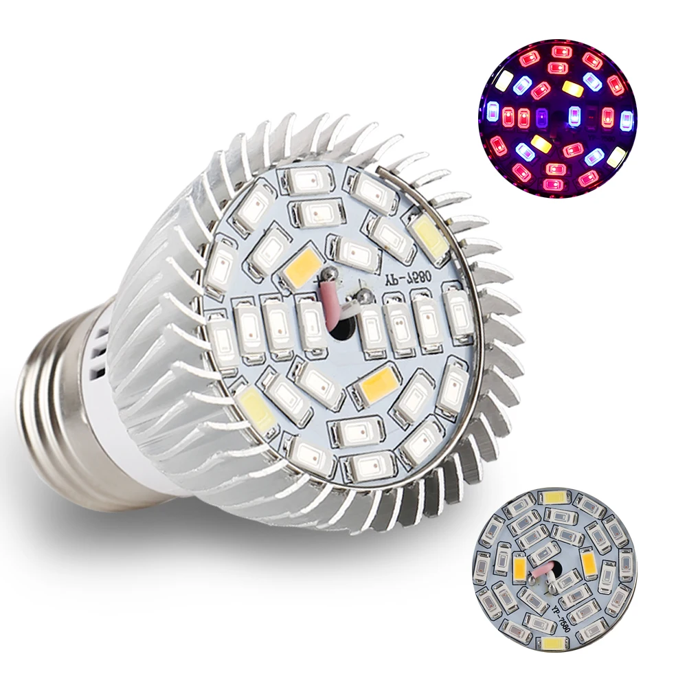 Светодиодная лампа E27 SMD5730 для выращивания растений полного спектра 28 Вт 4