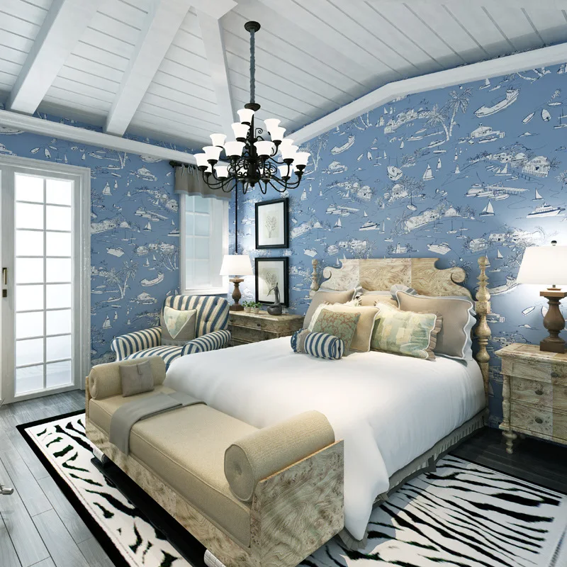 10 метров Настенные обои современные синие морские корабль океана 3D рулон декор