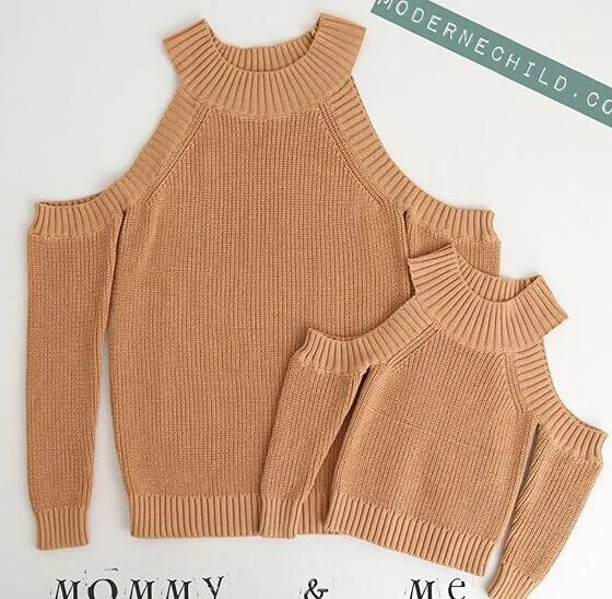 Для мамы и дочки с открытыми плечами свитера платья одежда надписью Mommy and Me