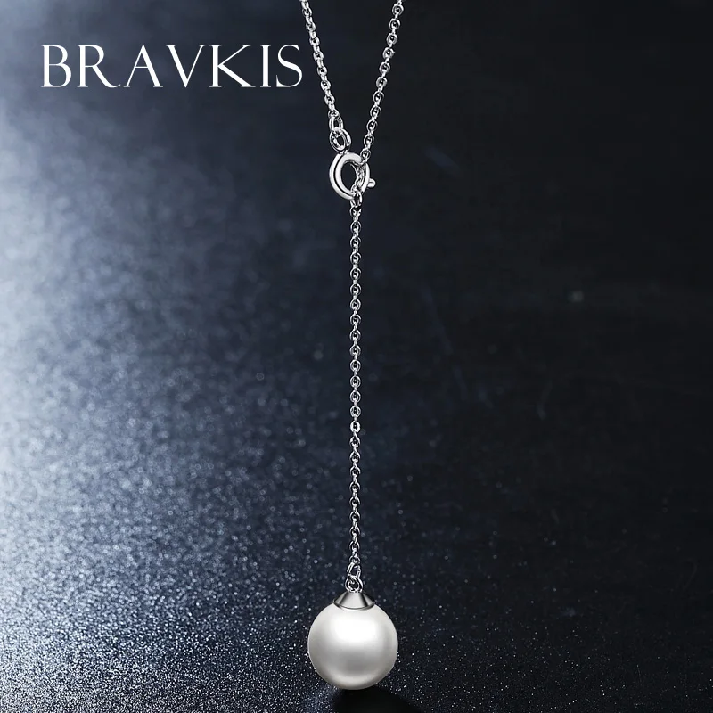 BRAVEKISS simulated pearl pendant necklace for women charm choker necklaces chain collier Y girls bijoux BUN0113 | Украшения и