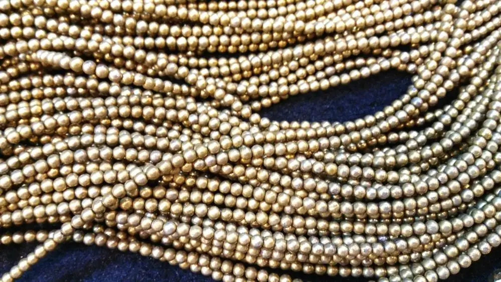 

free ship--2strands 4-12mm Pyrite bead gold plated high quality Raw pyrite crystal round ball iron stone For Necklace Gemstone L