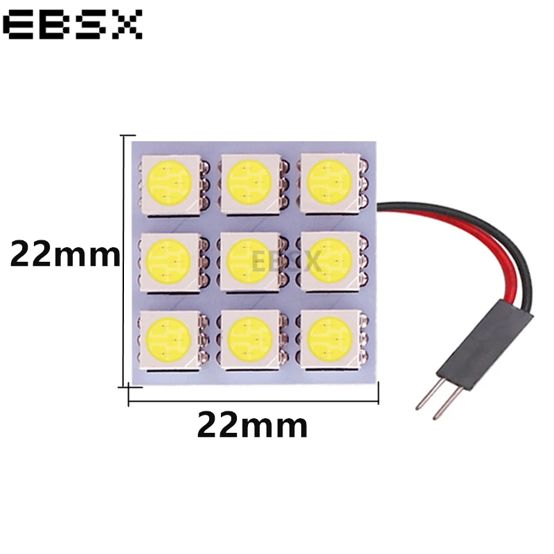 Светодиодные панели EBSX 100 шт./лот 5050 9 SMD с адаптерами T10 + гирлянды автомобильные