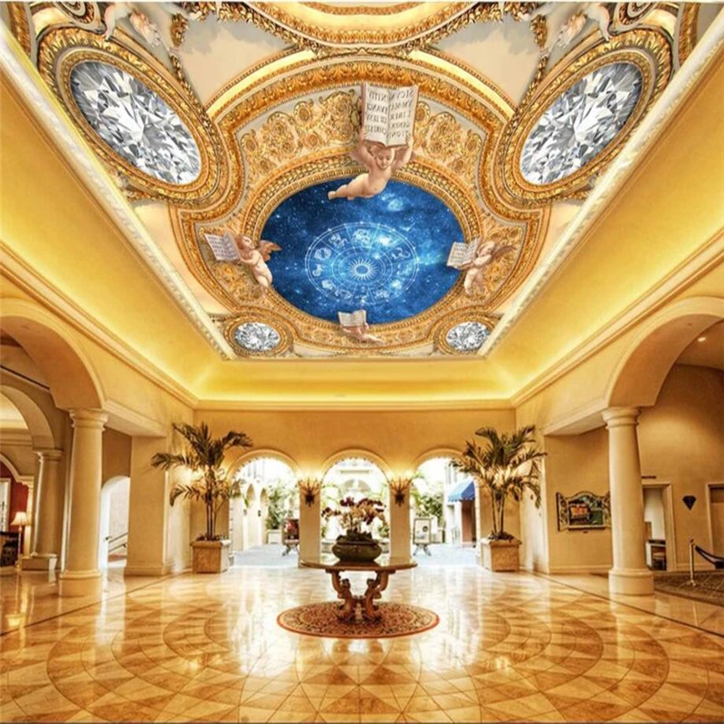 

beibehang Custom 3d wallpaper diamonds sparkling luxury magnificent stars of the power of the zenith fresco background